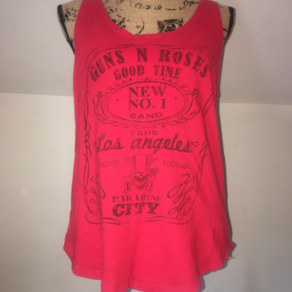 Guns and Roses Medium Red Oversized Tank Top XXI